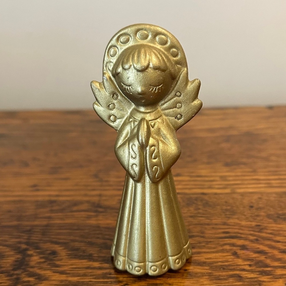 Vintage Gold Angel Figurine Praying MCM Cerami Christmas‎ Decor 5 Inch